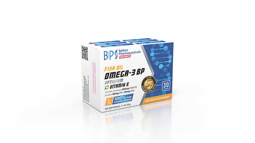 Omega 3 Ulei de peste Optimum + Vitamina E 60 capsule Balkan Pharmaceuticals