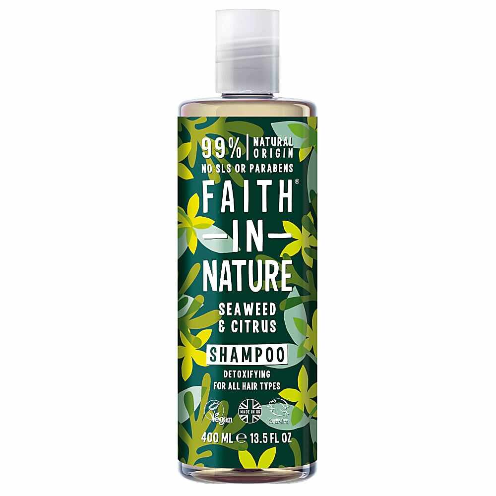 Sampon natural detoxifiant cu alge marine si citrice pentru toate tipurile de par, 400ml, Faith in Nature