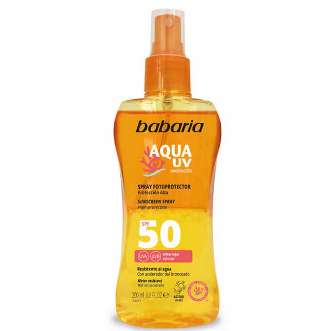 Spray facial cu SPF 50 Aqua UV, 200ml, Babaria
