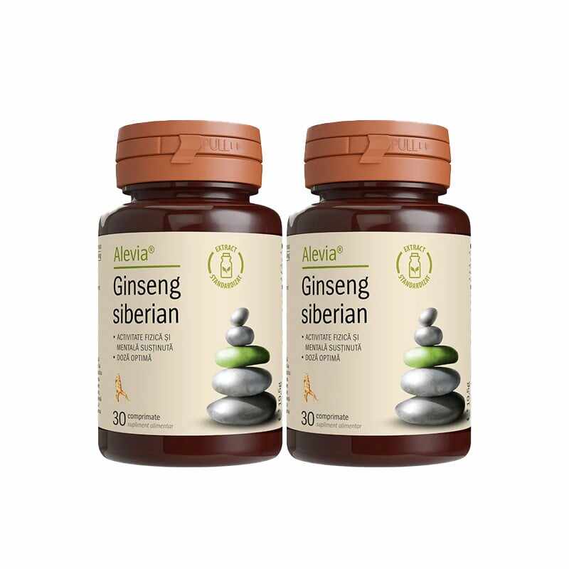 Alevia Ginseng siberian 250mg pachet 30 comprimate+30comprimate