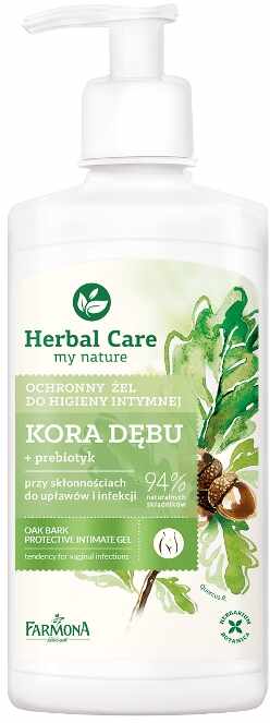 Gel intim protector cu extract de coaja de stejar+prebiotice Herbal Care, 330ml, Farmona