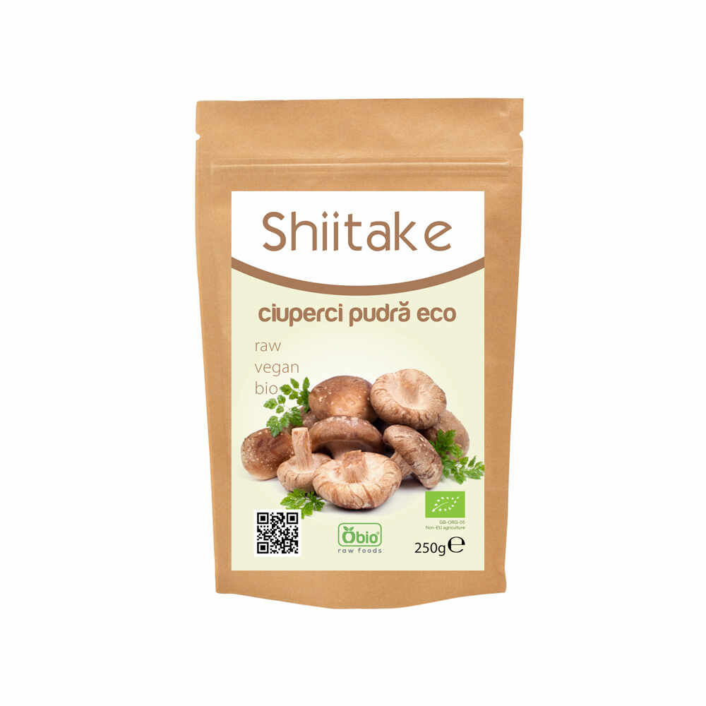 Shiitake pulbere Raw Bio, Obio, 250 g