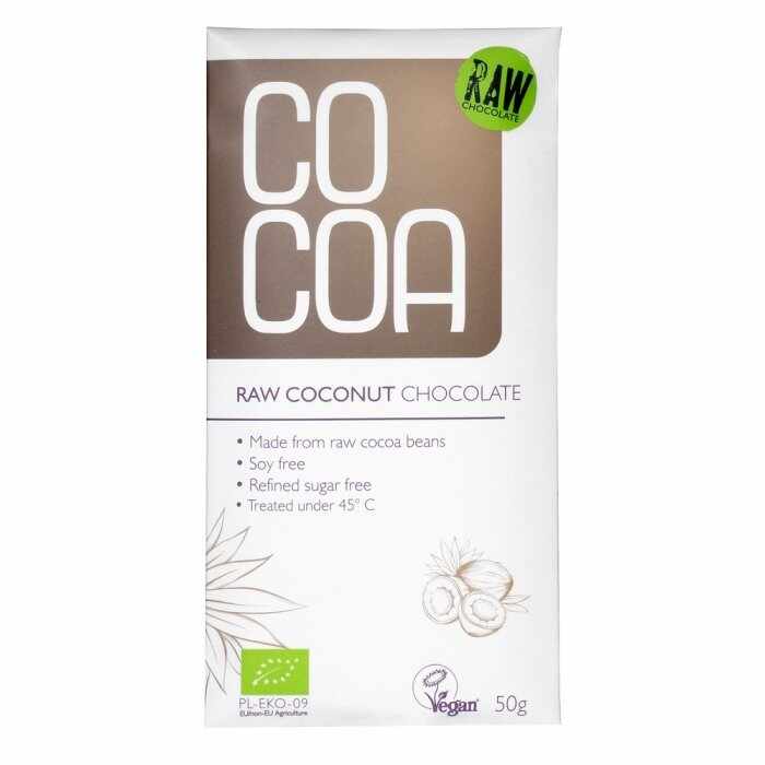 Ciocolată eco raw-vegană cu cocos, Cocoa, 50 g