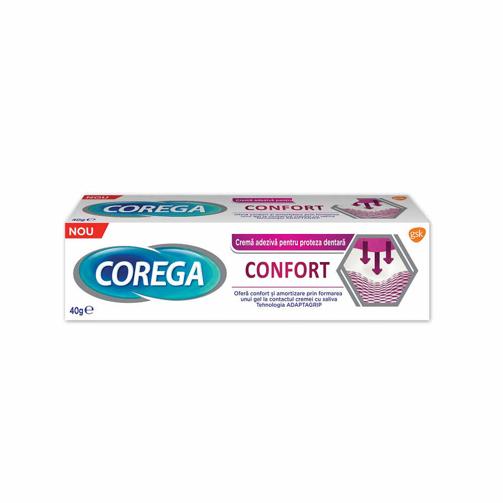 Cremă adezivă pentru proteza dentară, Corega Confort, GSK, 40 g