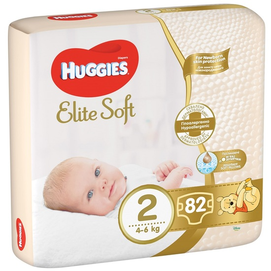 Huggies Elite Soft, Nr. 2, 4-6kg, 82buc