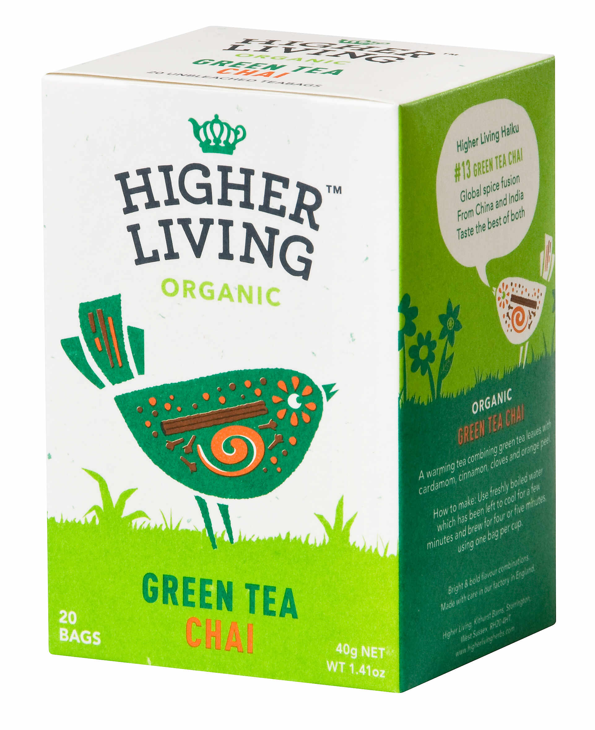 Ceai verde - CHAI - eco, 20 plicuri, Higher Living