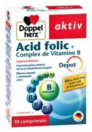 Doppelherz Aktiv Acid folic + complex de vitamine B - 30 comprimate