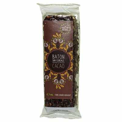 Baton cacao cu indulcitor natural (Stevie si Erytritol), 40g, Sweeteria
