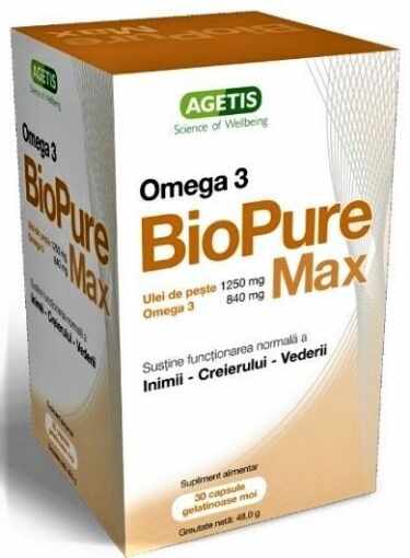 BioPure Max Omega-3 1250mg - 30 capsule gelatinoase Agetis