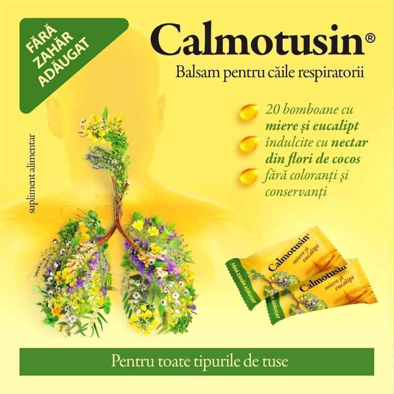 DACIA PLANT Calmotusin Drops cu miere si eucalipt, 20 capsule
