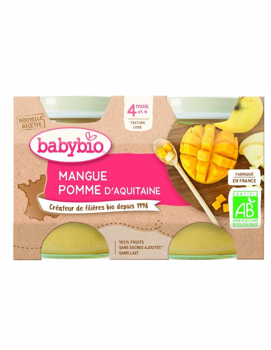 Piure de mere si mango Bio, 2 x 130g, BabyBio