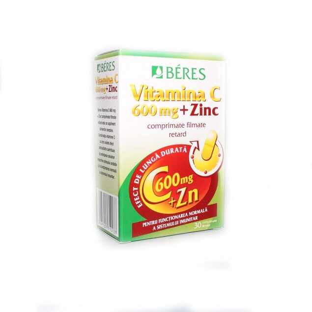 Beres Vitamina C 600 mg + Zinc x 30 comprimate filmate retard