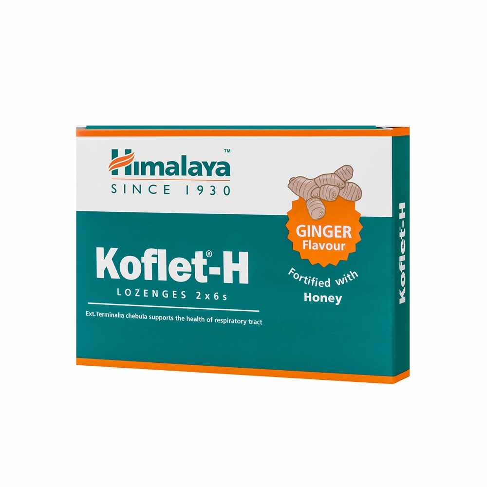 Koflet-H cu aroma de ghimbir, 12 pastile, Himalaya