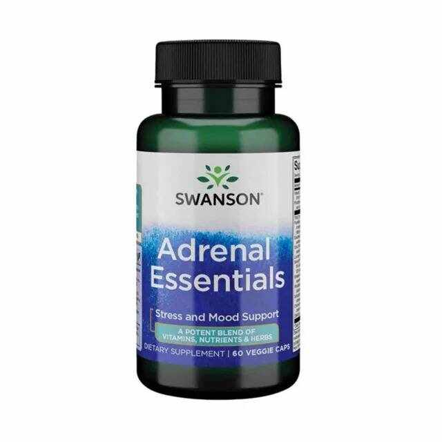 Adrenal Essentials Complex, 60 capsule pentru Glande Suprarenale, Stres si Creier, Swanson