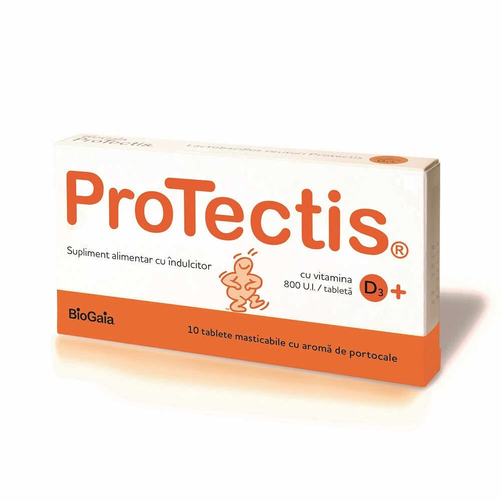 Protectis D3 800U.I. cu aroma de portocale x 10 tablete BioGaia