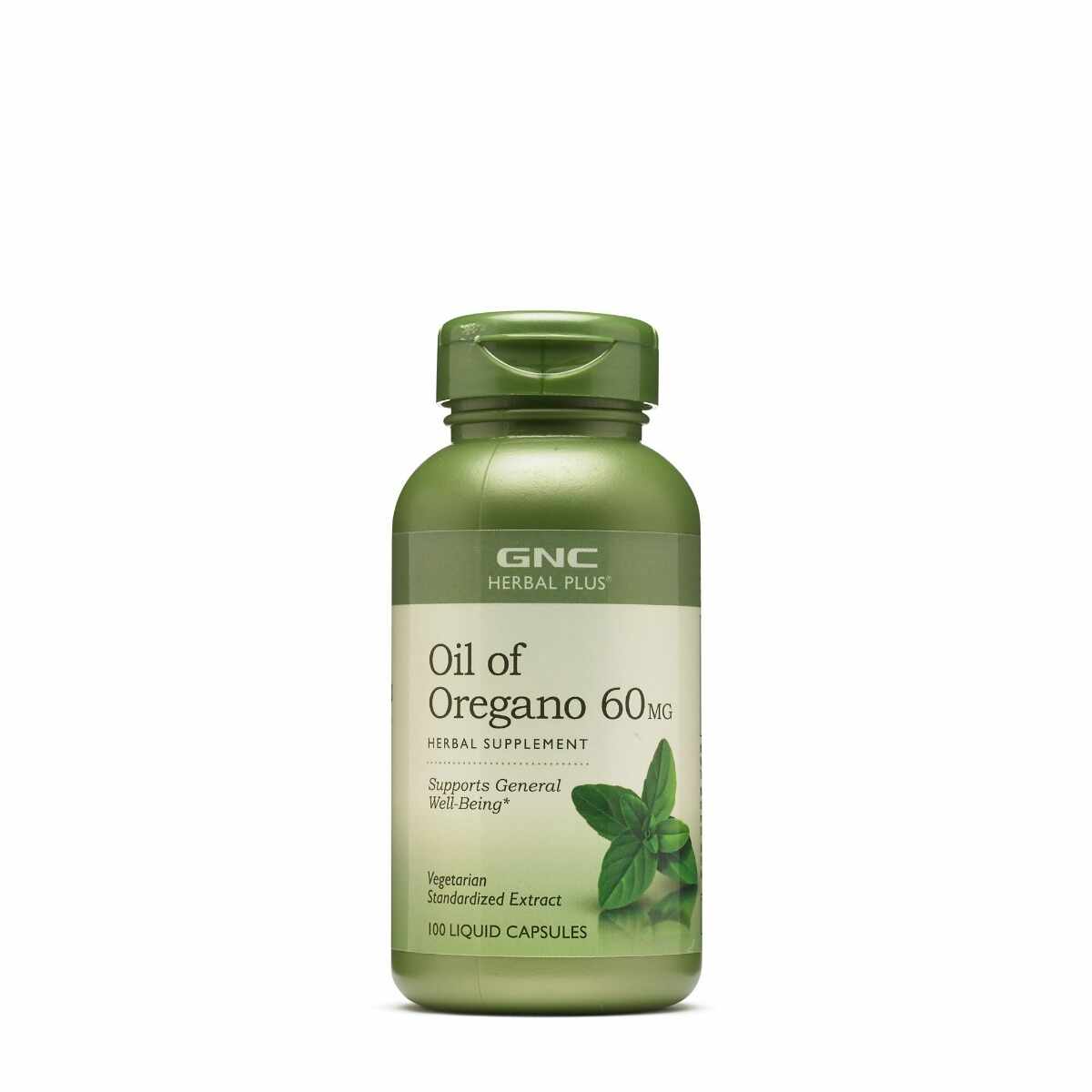 Ulei de Oregano Extract Standardizat Herbal Plus Oil Of Oregano 60 mg, , 100 capsule, GNC