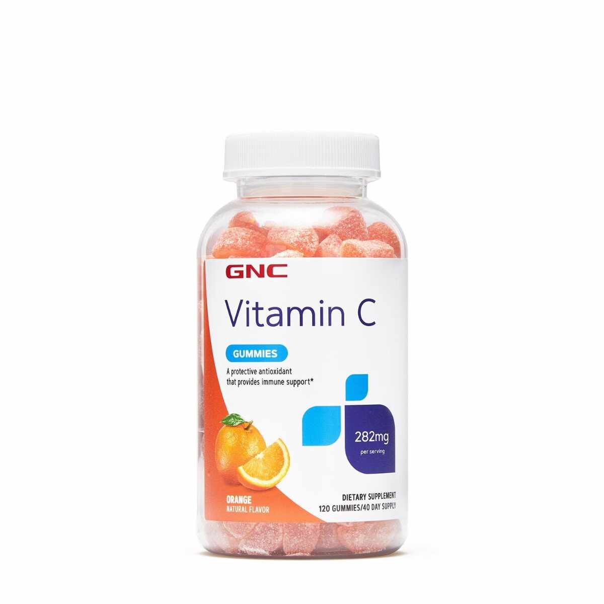 Vitamina C 282mg jeleuri cu aroma de portocale, 120 jeleuri, GNC 