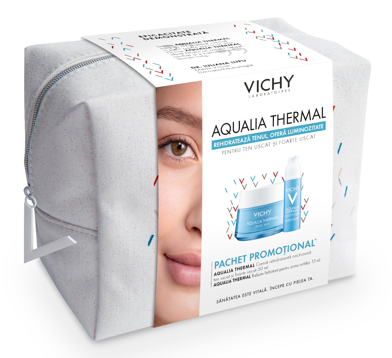 Pachet Promotional Aqualia Thermal ten uscat 50ml + Balsam hidratant pentru zona ochilor Aqualia Thermal 15ml, Vichy