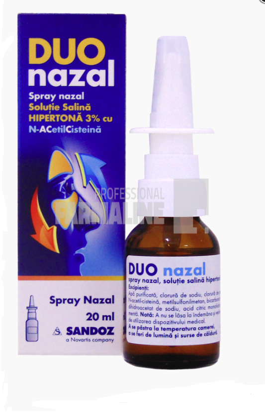 Duo Nazal Spray Solutie salina hipertona cu 3% N-AcetilCisteina 20 ml
