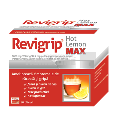 Revigrip hot lemon max pulbere pentru solutie orala 10 plicuri
