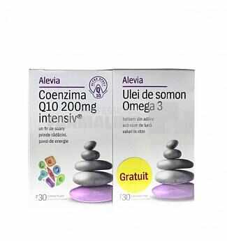 Alevia Pachet Coenzima Q10 200 mg intensiv 30 comprimate + Ulei de somon Omega 3 30 comprimate Gratis