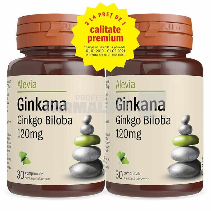 Alevia Pachet Ginkana Ginkgo Biloba 120 mg 30 comprimate 1 + 1 gratis