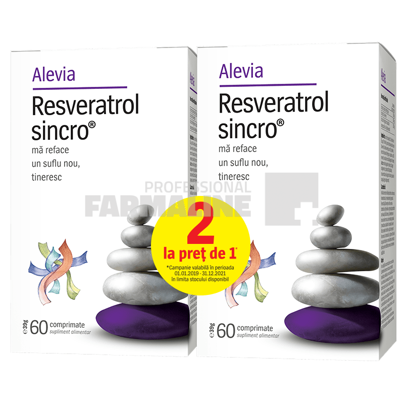 Alevia Pachet Resveratrol sincro 60 comprimate 1 + 1 Gratis