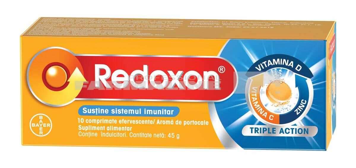Redoxon Triple Action Vitamine si Zinc pentru sustinerea imunitatii 10 comprimate efervescente