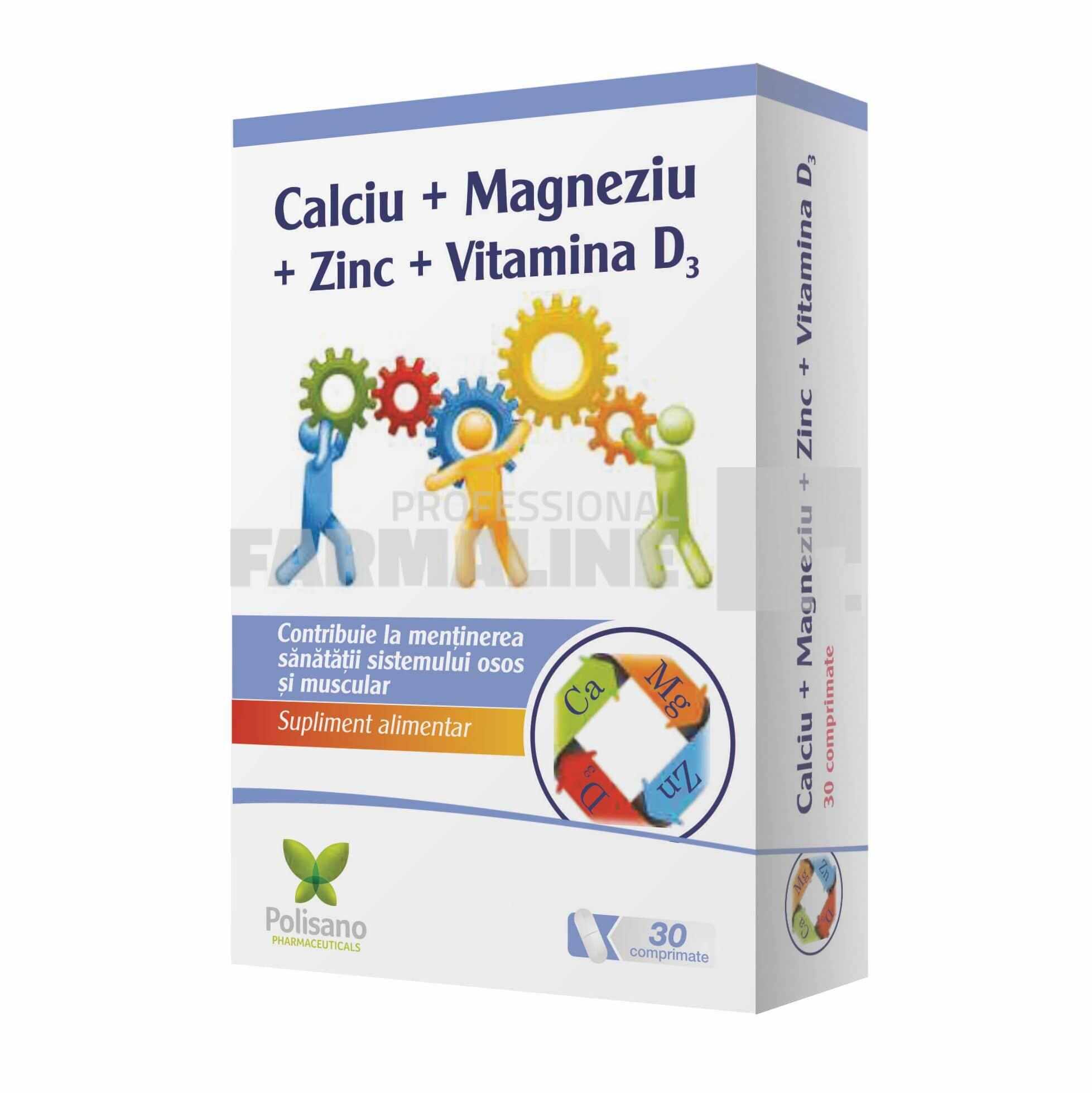 Calciu + Magneziu + Zinc + vitamina D3 30 comprimate