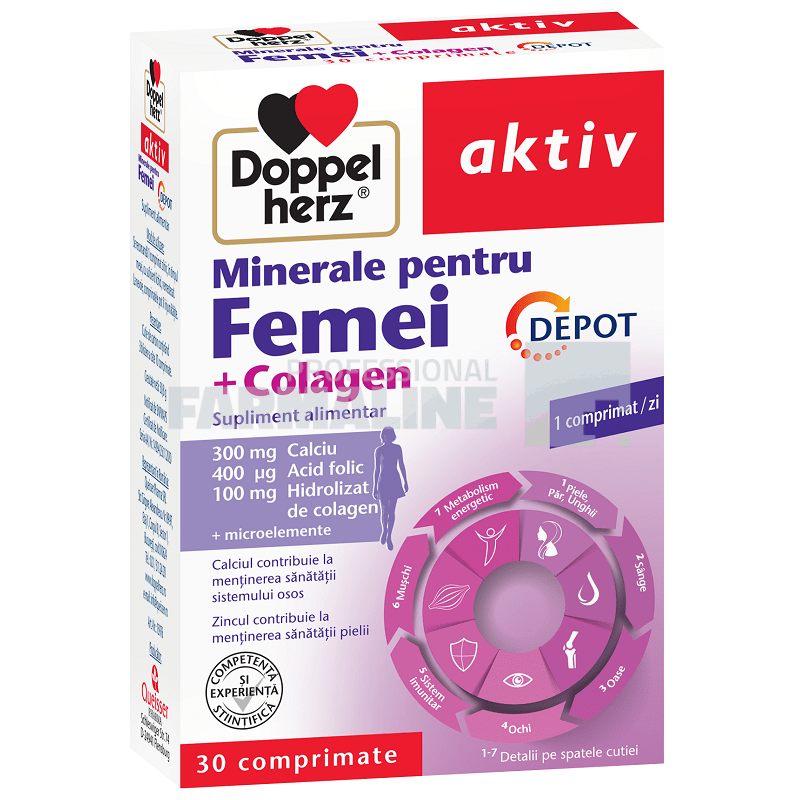 Doppelherz Aktiv Minerale pentru femei + Colagen-depot 30 comprimate