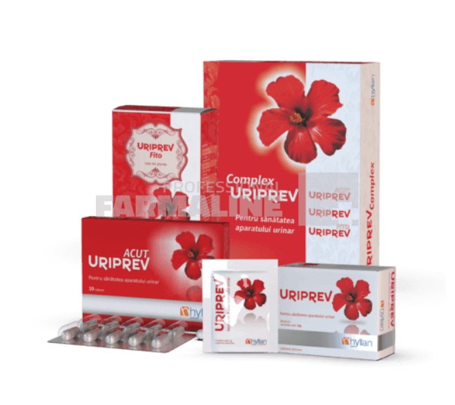 Uriprev Complex: Uriprev Acut 10 capsule + Uriprev 12 plicuri + Uriprev Fito 60 g