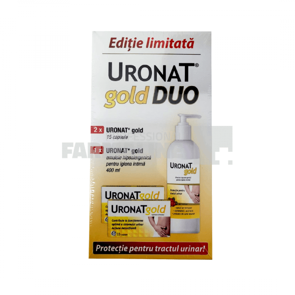 Uronat gold 30 capsule + Uronat gold Emulsie hipoalergenica ingrijire intima 400 ml