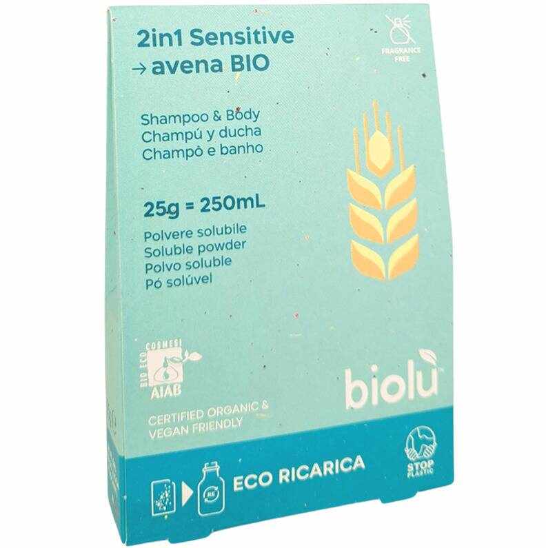 Gel de dus - sampon Sensitive eco-bio, pudra 25g, eco-refill, Biolu