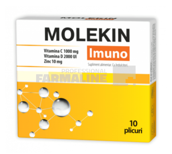 Molekin Imuno Vitamina C 1000 mg + Vitamina D 2000 U.I. + Zinc 10 mg 10 plicuri