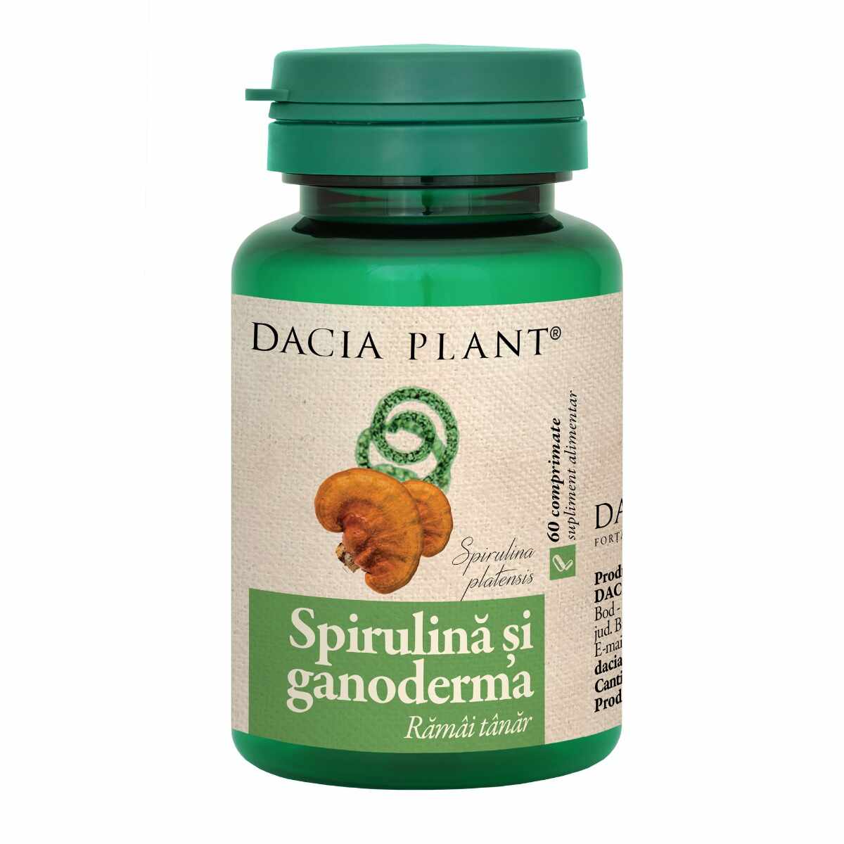 Spirulina si ganoderma, 60 comprimate, Dacia Plant