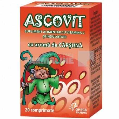 Ascovit cu aroma de capsuna 100 mg 20 comprimate