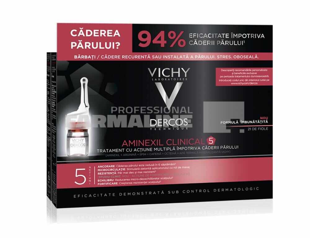Vichy Dercos Aminexil Clinical 5 Tratament impotriva caderii parului pentru barbati 21 fiole