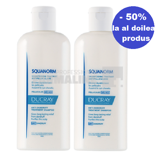 Ducray Squanorm Sampon matreata grasa 200 ml Oferta 1 + 1 - 50% Din al II - lea