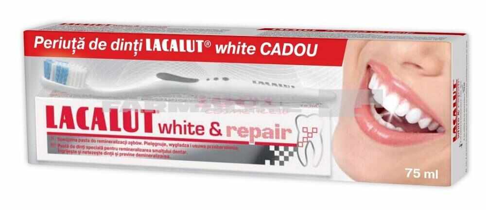 Lacalut White & Repair Pasta de dinti 75 ml + Periuta de dinti White Cadou
