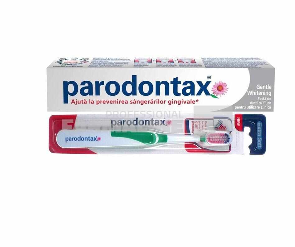 Parodontax Pachet Pasta de dinti Gentle Whitening 75 ml + Periuta de dinti Extra Soft Gratis