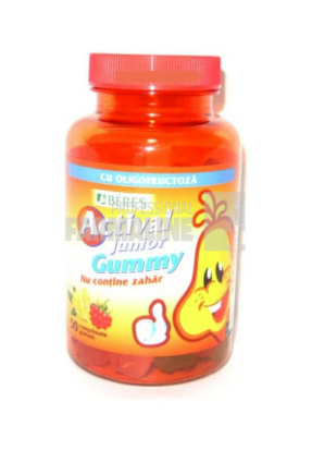 Beres Actival Junior gummy fara zahar cu gust de portocale si zmeura 20 comprimate gumate