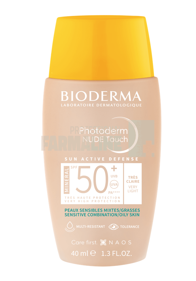 Bioderma Photoderm Nude Touch Mineral Fluid SPF50+ Tres claire/ Foarte deschis 40 ml