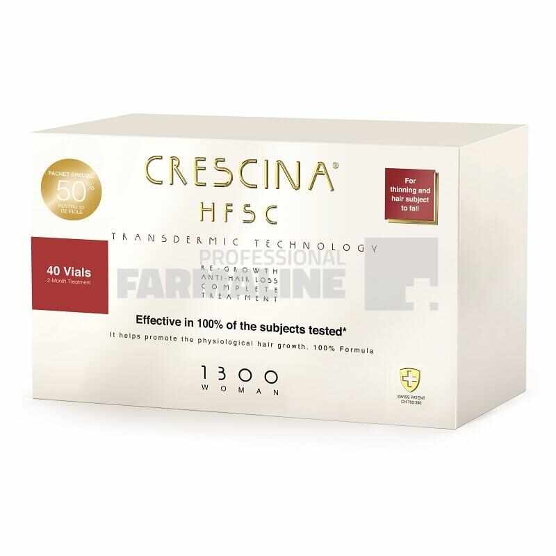 Crescina HFSC 1300 Femei Tratament complet transdermic ( 20 fiole Re-Growth + 20 fiole Anti - Hair Loss )