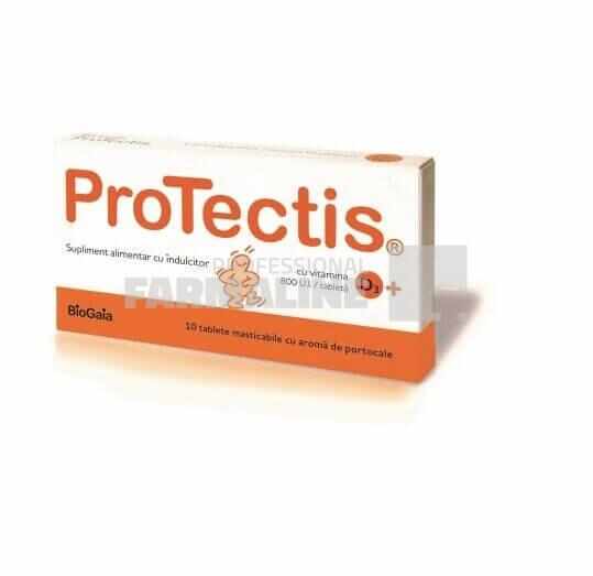 Protectis cu vitamina D3 800UI cu aroma de portocale 10 tablete masticabile