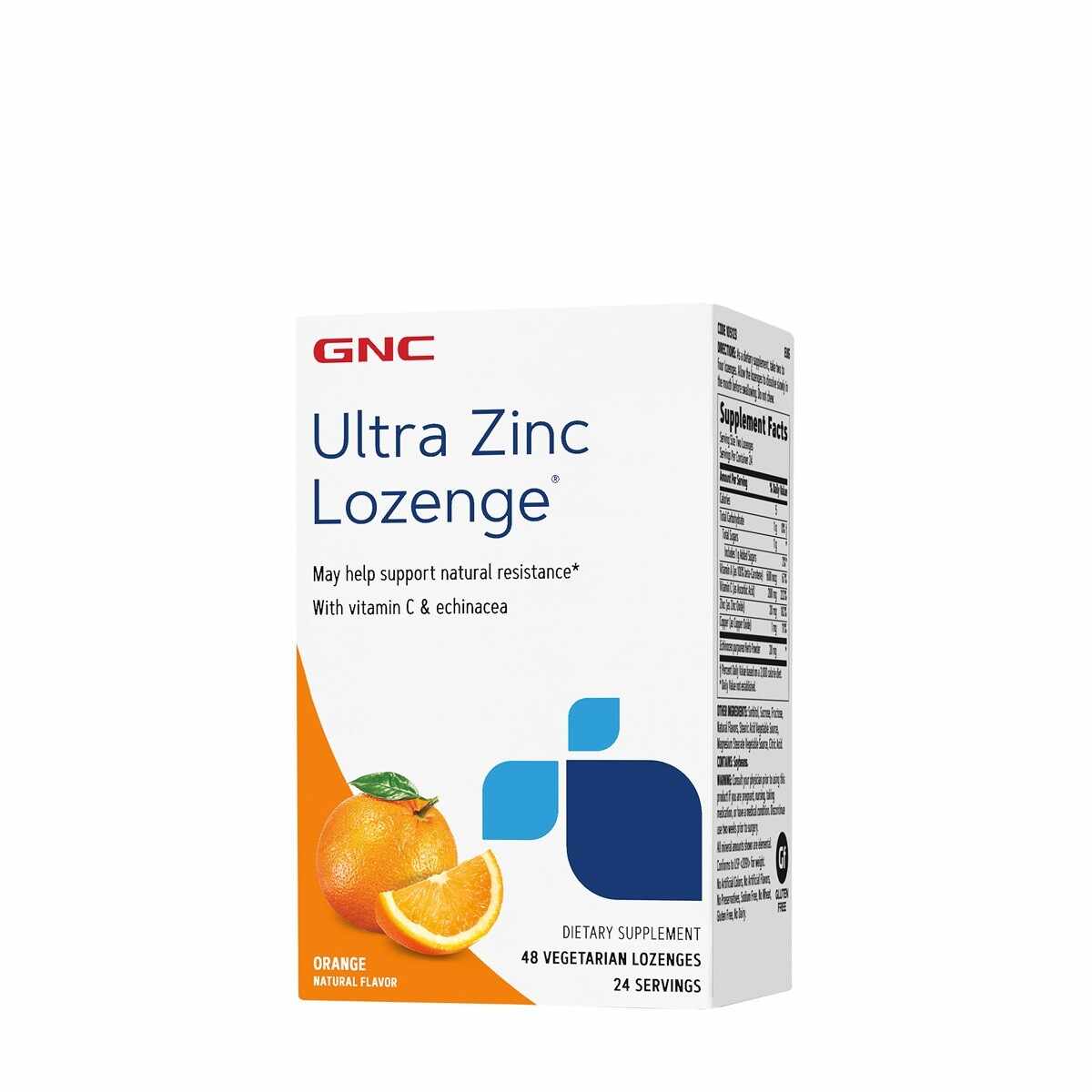 Zinc cu aroma naturala de portocale, 48 tablete, GNC