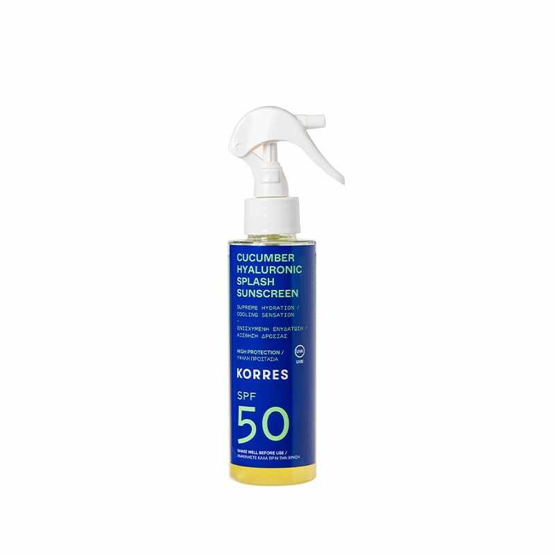 Spray de protectie solara cu SPF 50 Ginseng Hyaluronic Splash, 150ml, Korres