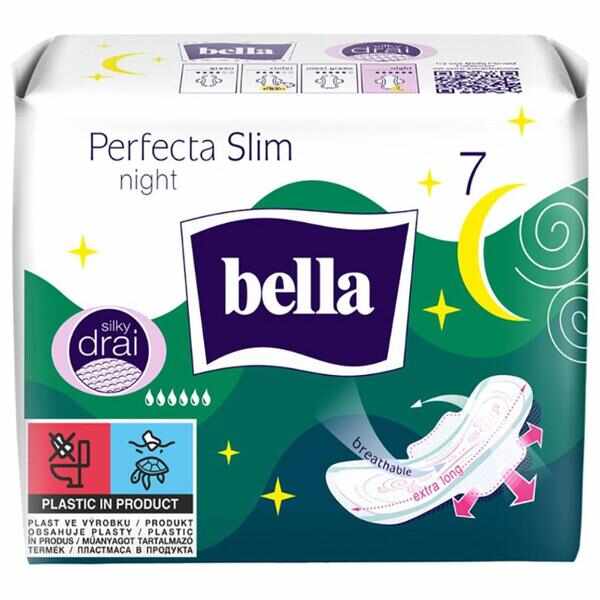 Absorbante de Noapte fara Parfum - Bella Perfecta Slim Night Extra Long, 7 buc
