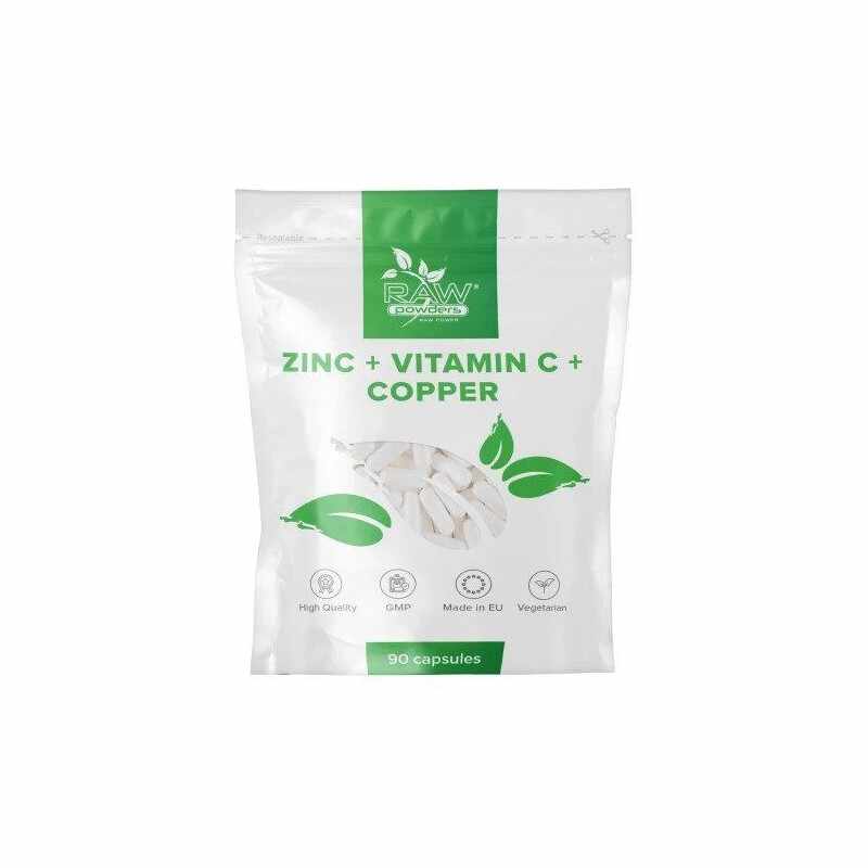 Raw Powders Zinc + Vitamina C + Cupru 90 Capsule