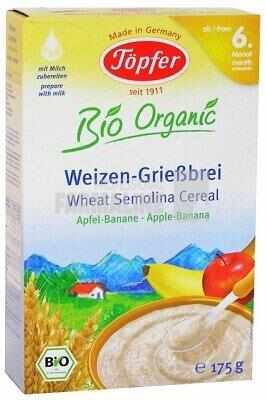 Topfer Bio Organic Cereale Gris de Grau cu Mere si Banane 6+ luni 175 g 