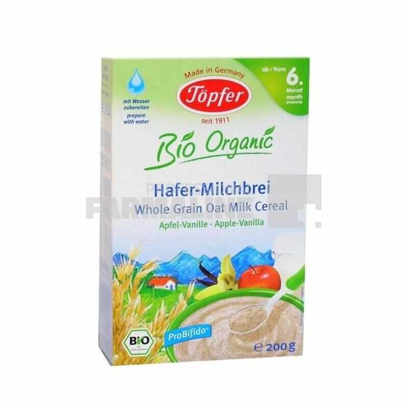 Topfer Bio Organic Cereale Ovaz cu Lapte Mere si Vanilie 6+ luni 200 g 